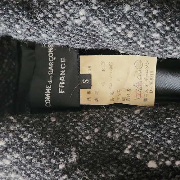 Comme des Garsons France Gray Wool Tweed Collared Short Vest size S - Picture 7 of 14